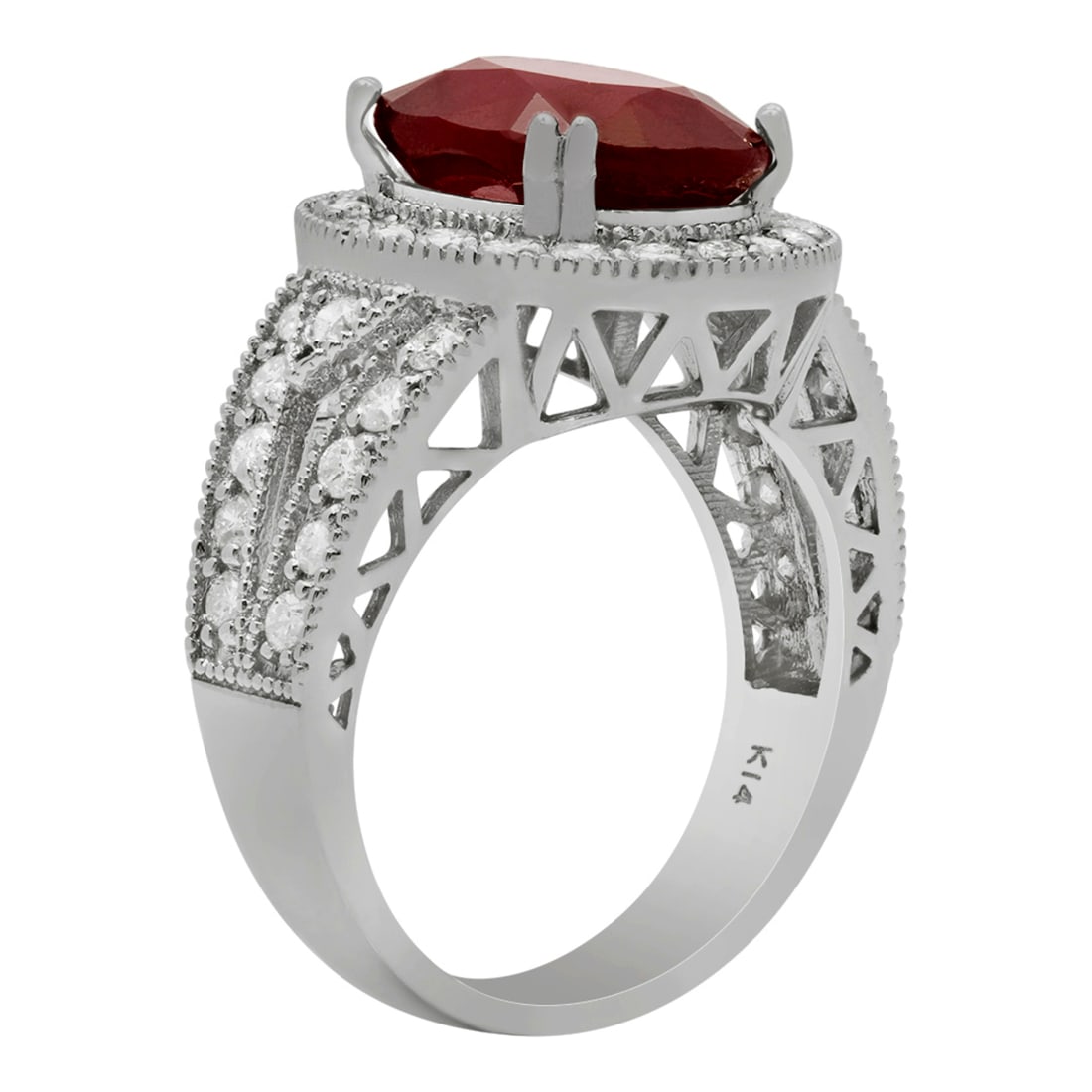 14k White Gold 6.99ct Ruby 1.18ct Diamond Ring - 2