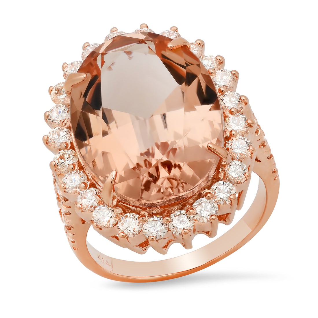 14K Rose Gold with 13.72 Morganite and 1.68ct Diamond Ladies Ring: Retail: $16,188.00 ****** 14K Rose Gold with 13.72 Morganite and 1.68ct Diamond Ladies Ring ****** Size: 7 (we offer free resizing to winning bidders) / Metal: 14K Rose Gold / Total Item Weight: 9.4