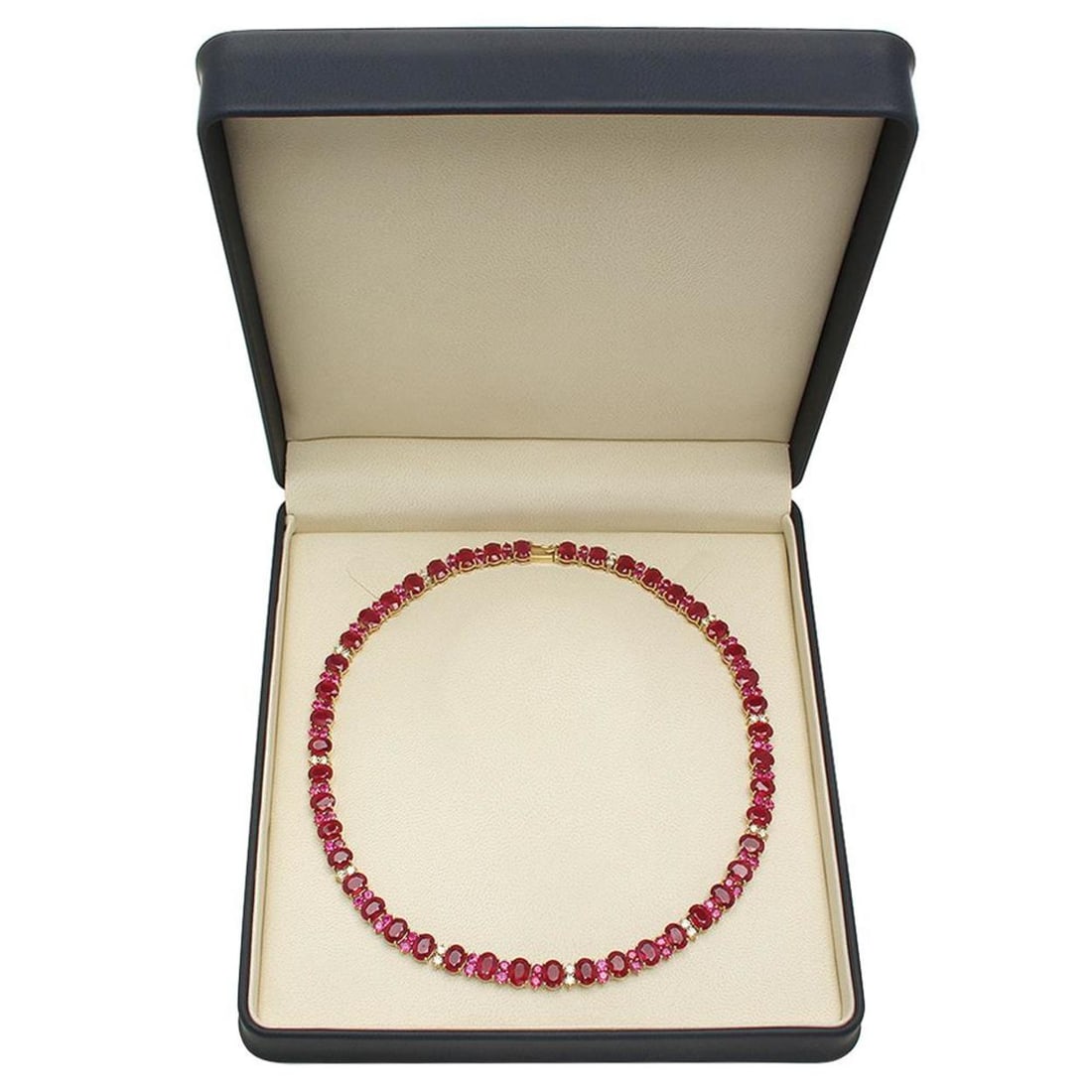 14K Gold 94.87ct Ruby 2.60ct Diamond Necklace - 4