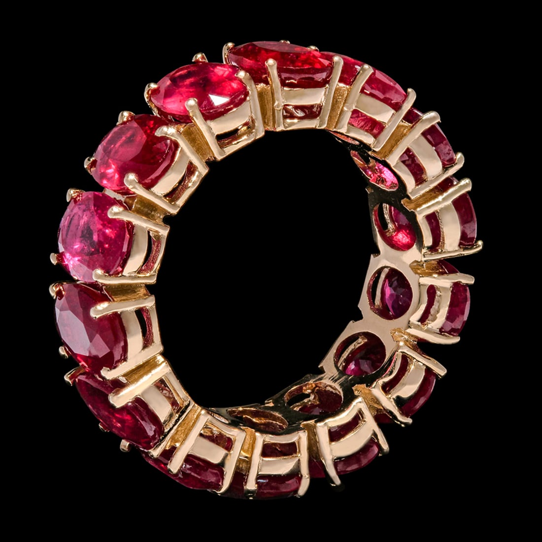 14K Yellow Gold 11.26ct Ruby Eternity Band Ring - 2