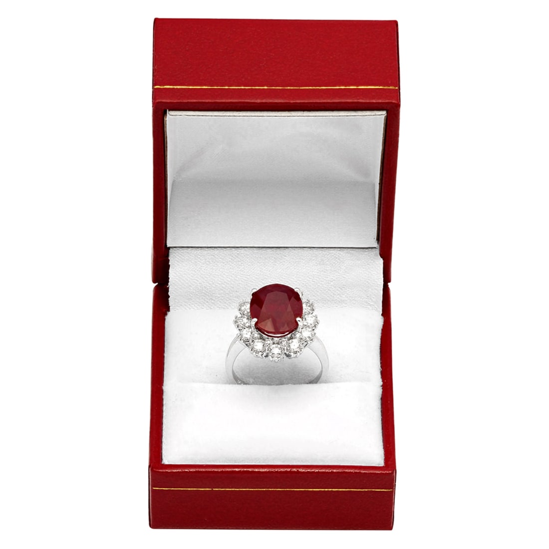 14k White Gold 6.15ct Ruby 1.44ct Diamond Ring - 4