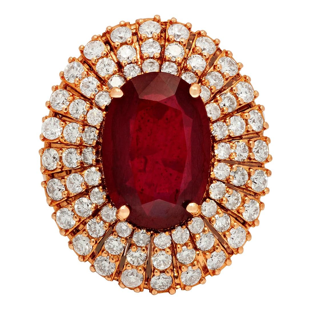 14k Rose Gold 6.71ct Ruby 1.89ct Diamond Ring - 3