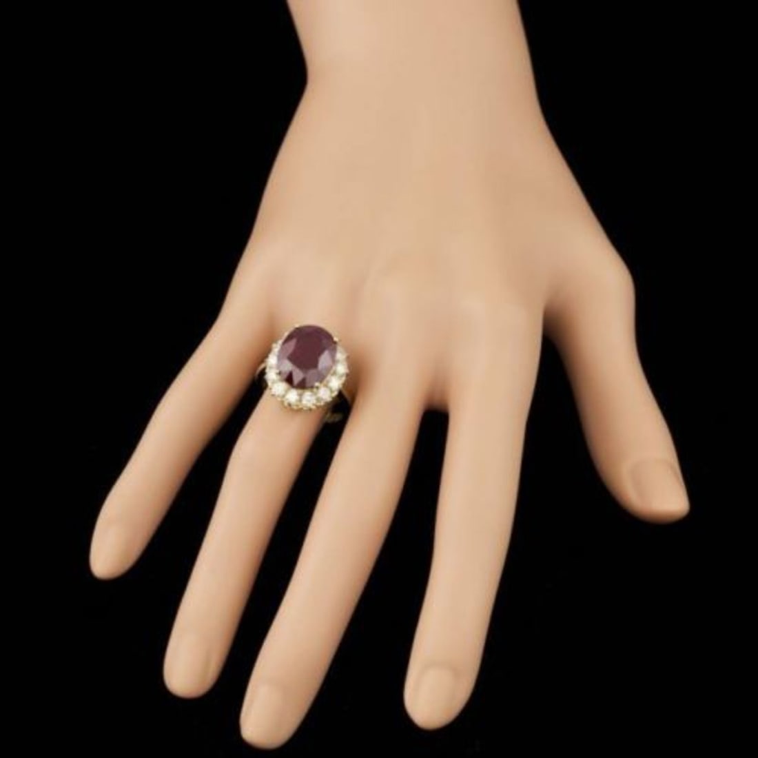 14K Yellow Gold 11.78ct Ruby and 1.48ct Diamond Ring - 4