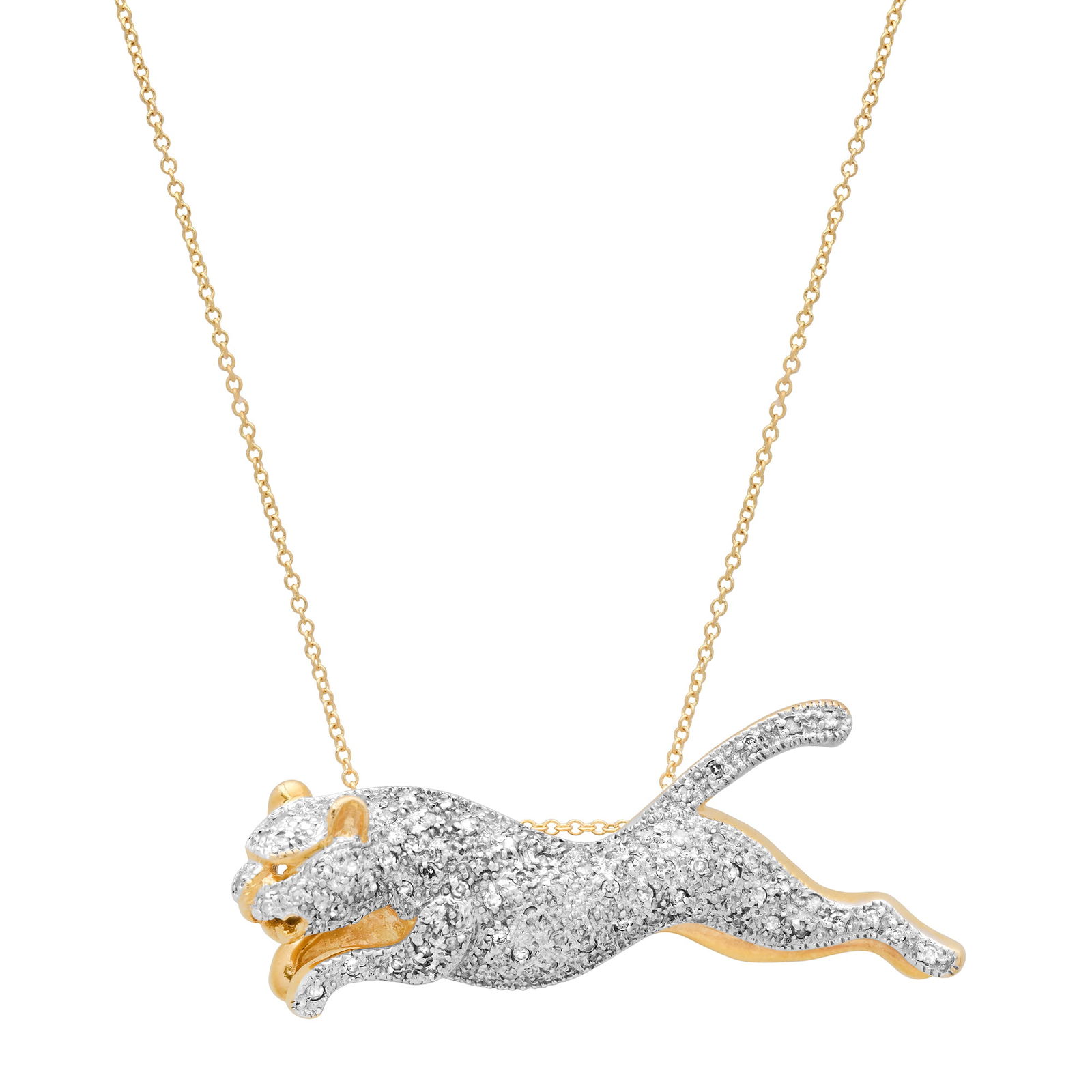 18K Yellow Gold Setting with 1.10ct Diamond Panther Pendant (1 of 3)