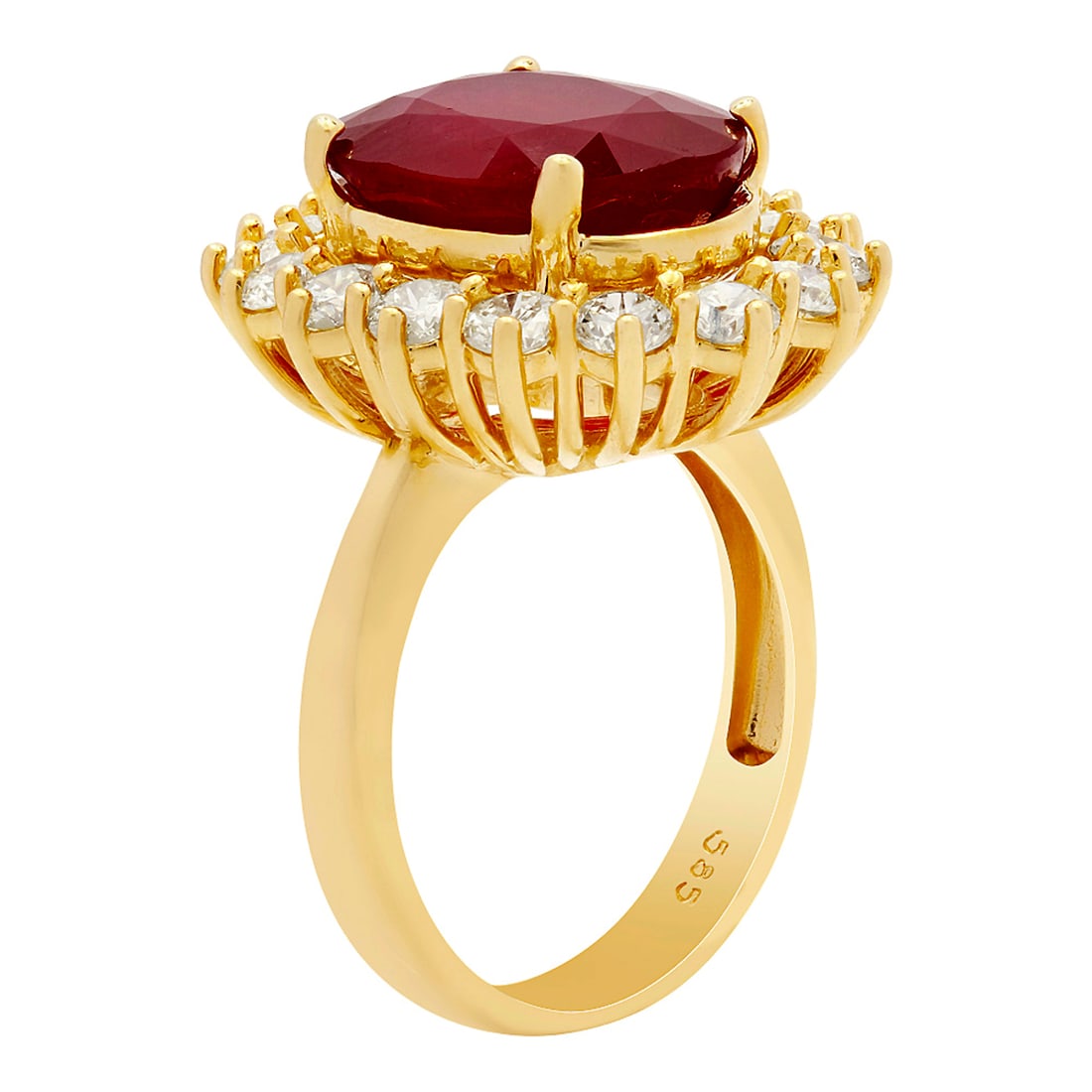 14k Yellow Gold 7.21ct Ruby 1.69ct Diamond Ring - 2