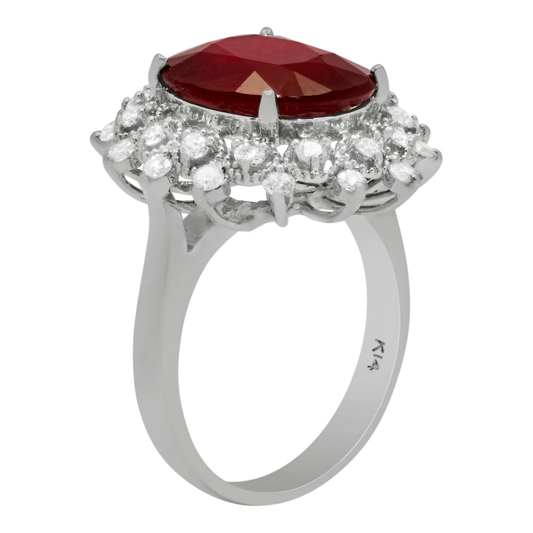 14k White Gold 6.10ct Ruby 0.72ct Diamond Ring - 2