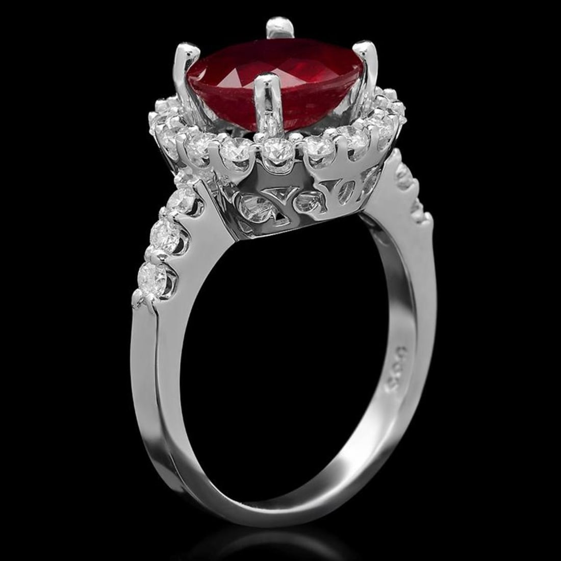14K White Gold 3.83ct Ruby and 0.91ct Diamond Ring - 2