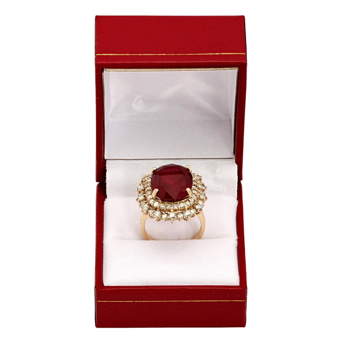 14k Yellow Gold 17.15ct Ruby 2.13ct Diamond Ring - 4