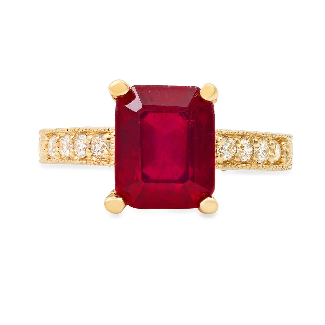 14K Yellow Gold 4.50ct Ruby and 0.30ct Diamond Ring - 2