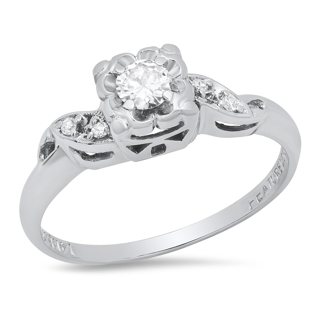 14K White Gold Setting with 0.31ct Diamond Ladies Ring: Retail: $1,800.00 ****** 14K White Gold Setting with 0.31ct Diamond Ladies Ring ****** Size: 7 / Metal: 14K White Gold / Total Item Weight: 2.2 Grams / Country Made: United States / / Main Stone: