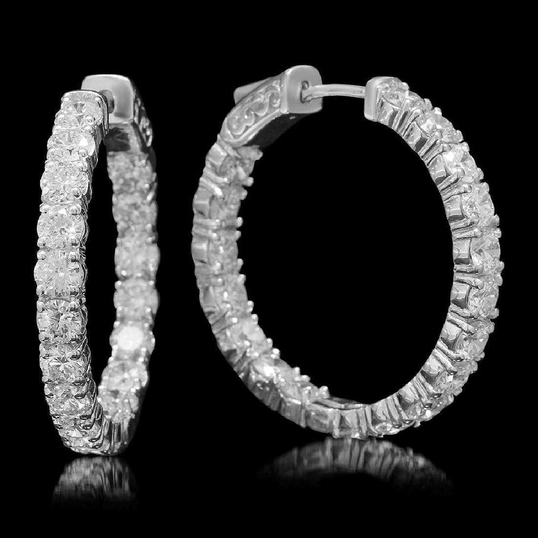 14K White Gold and 6.10ct Diamond Hoop Earrings (1 of 3)