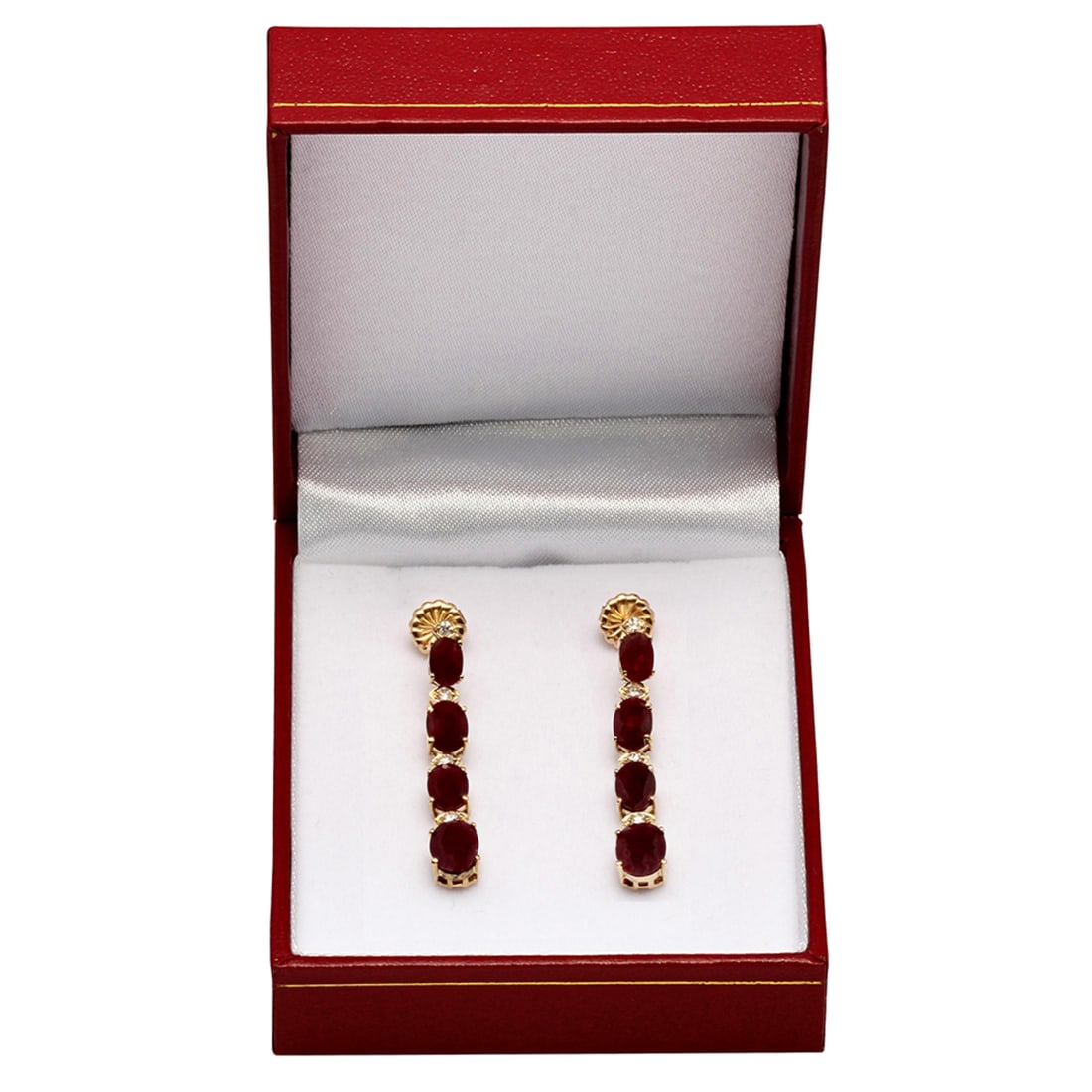 14k Yellow Gold 7.33ct Ruby 0.34ct Diamond Earrings - 3