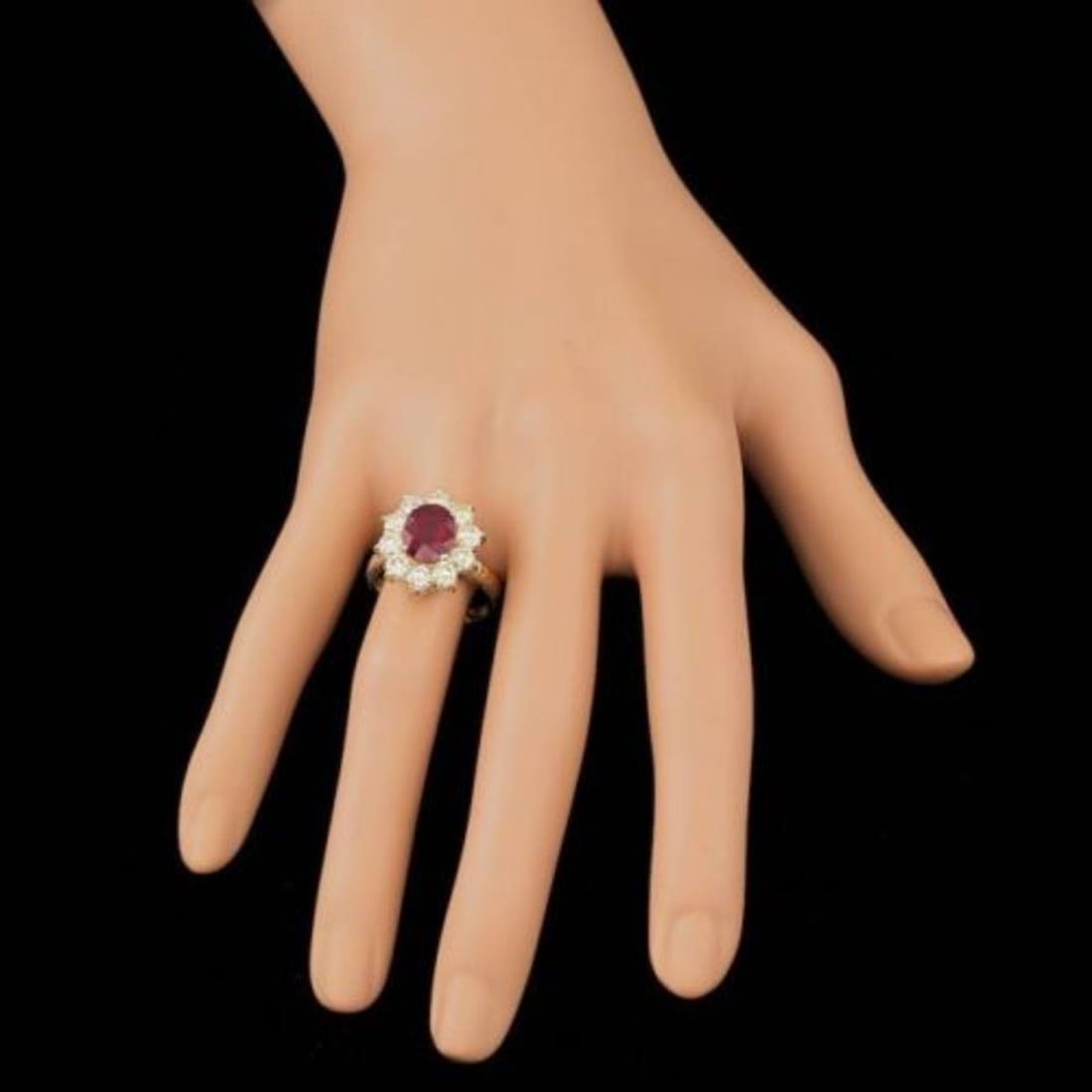 14K Yellow Gold 3.78ct Ruby and 2.12ct Diamond Ring - 4