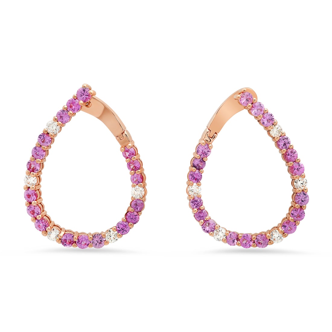 14K Rose Gold with 4.57ct Pink Sapphire and 1.00ct Diamond Earrings (1 of 5)