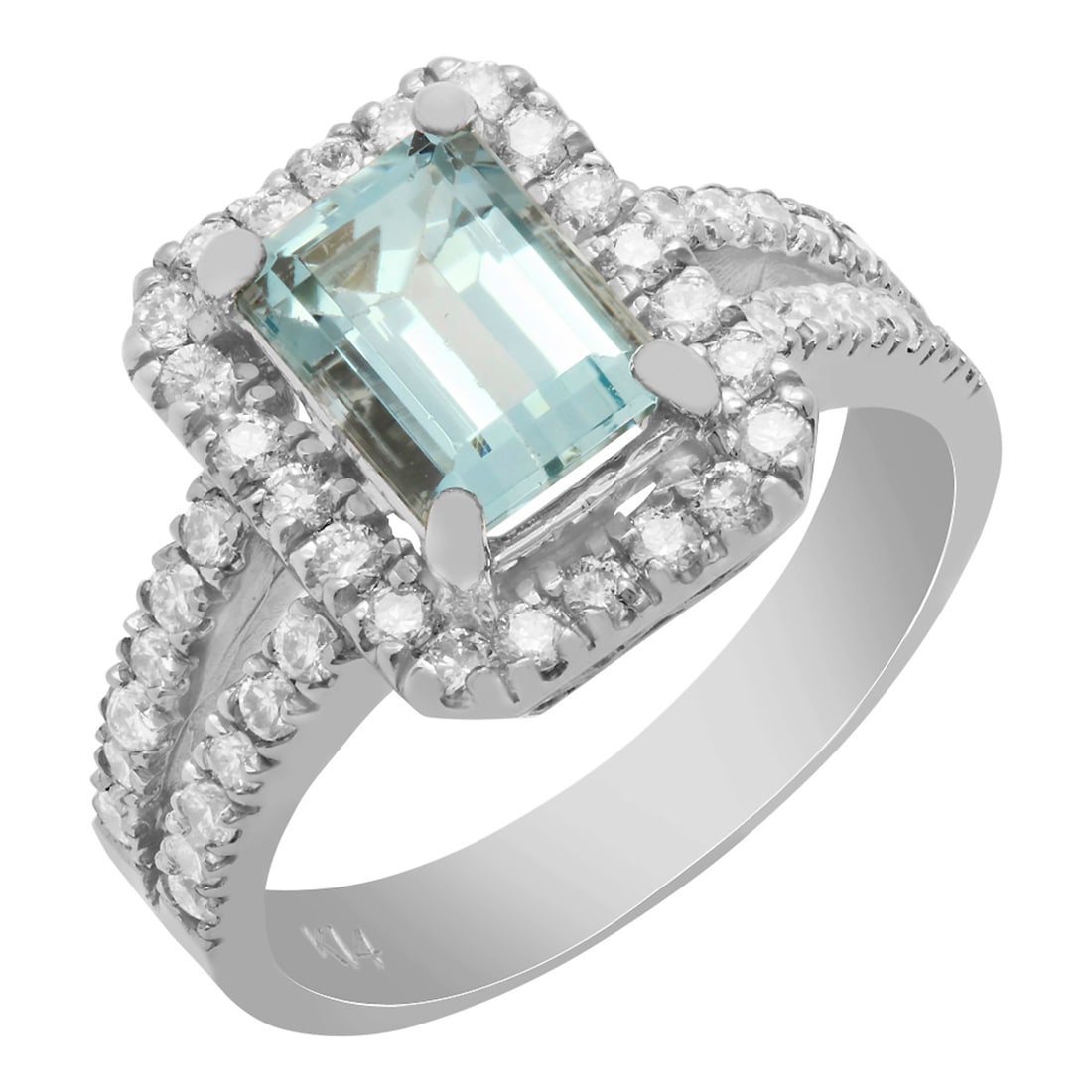 14k White Gold 1.62ct Aquamarine 0.78ct Diamond Ring: Retail: $6,055.00 ****** 14k White Gold 1.62ct Aquamarine 0.78ct Diamond Ring ****** Metal: 14K White Gold / Total Item Weight: 6.00 grams / Country Made: United States / / Main Stone: Aquamarine /