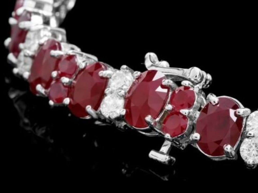 14K Gold 27.83ct Ruby 2.38ct Diamond Bracelet - 3