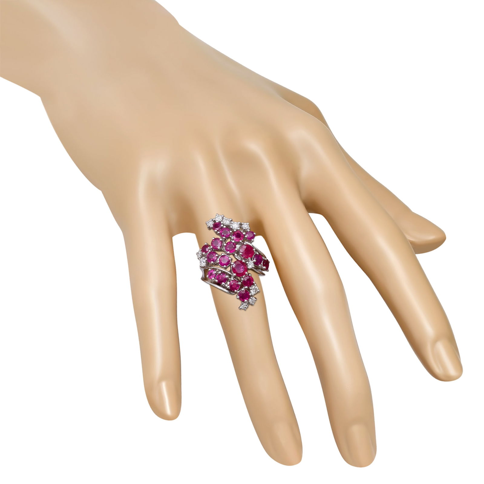 14K White Gold with 5.51ct Ruby and 0.59ct Diamond Ladies Ring - 3