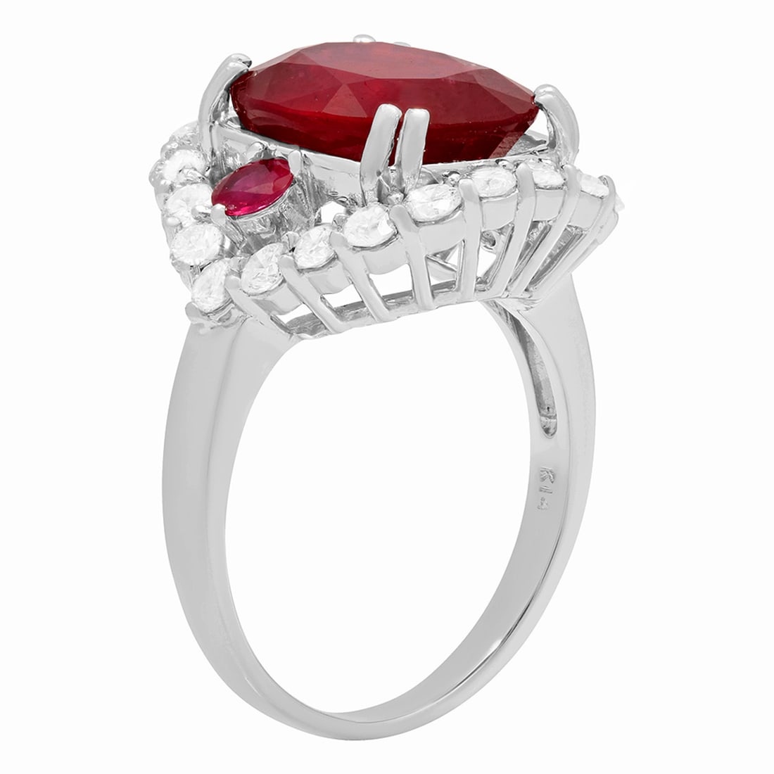 14k White Gold 7.00ct & 0.40ct Ruby 1.22ct Diamond Ring - 2