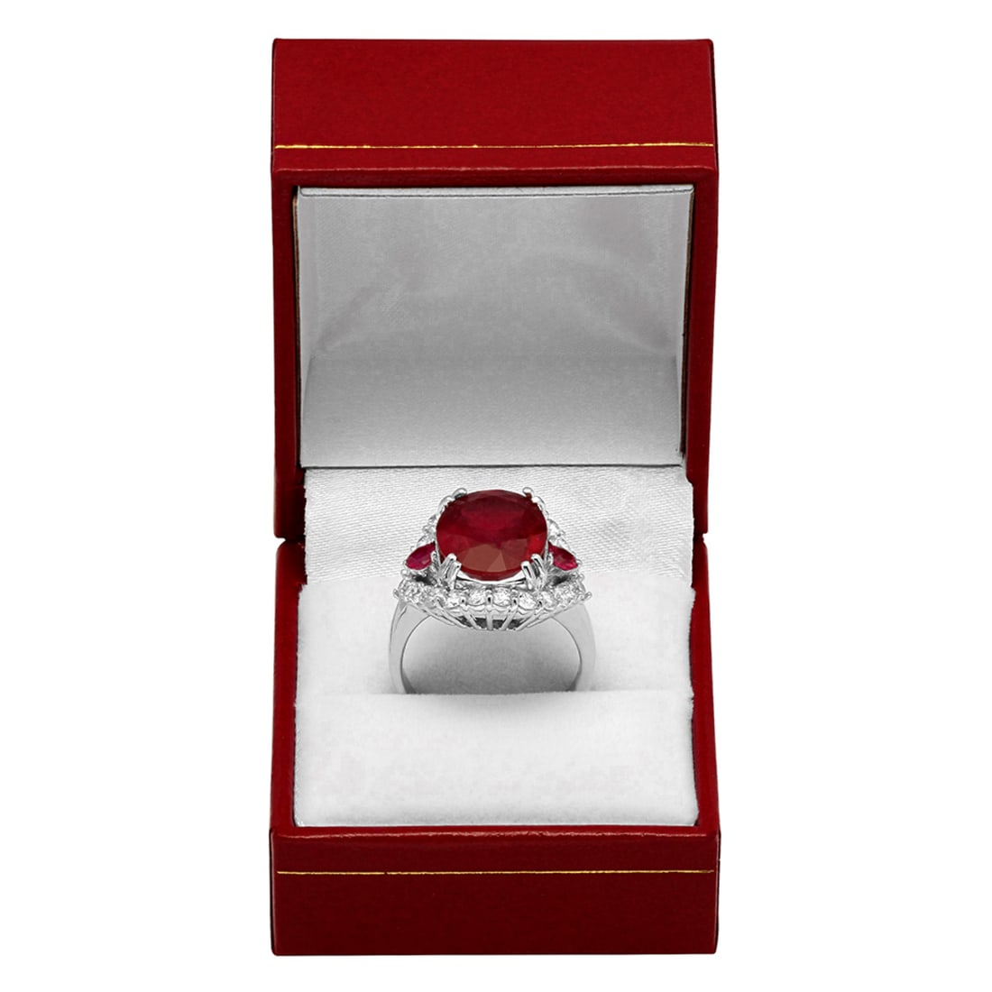 14k White Gold 7.00ct & 0.40ct Ruby 1.22ct Diamond Ring - 4