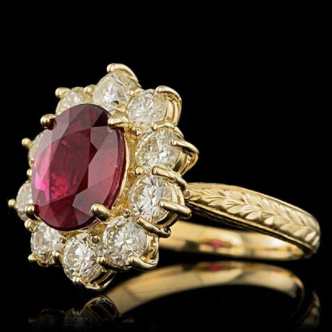 14K Yellow Gold 2.69ct Ruby and 2.08ct Diamond Ring - 2