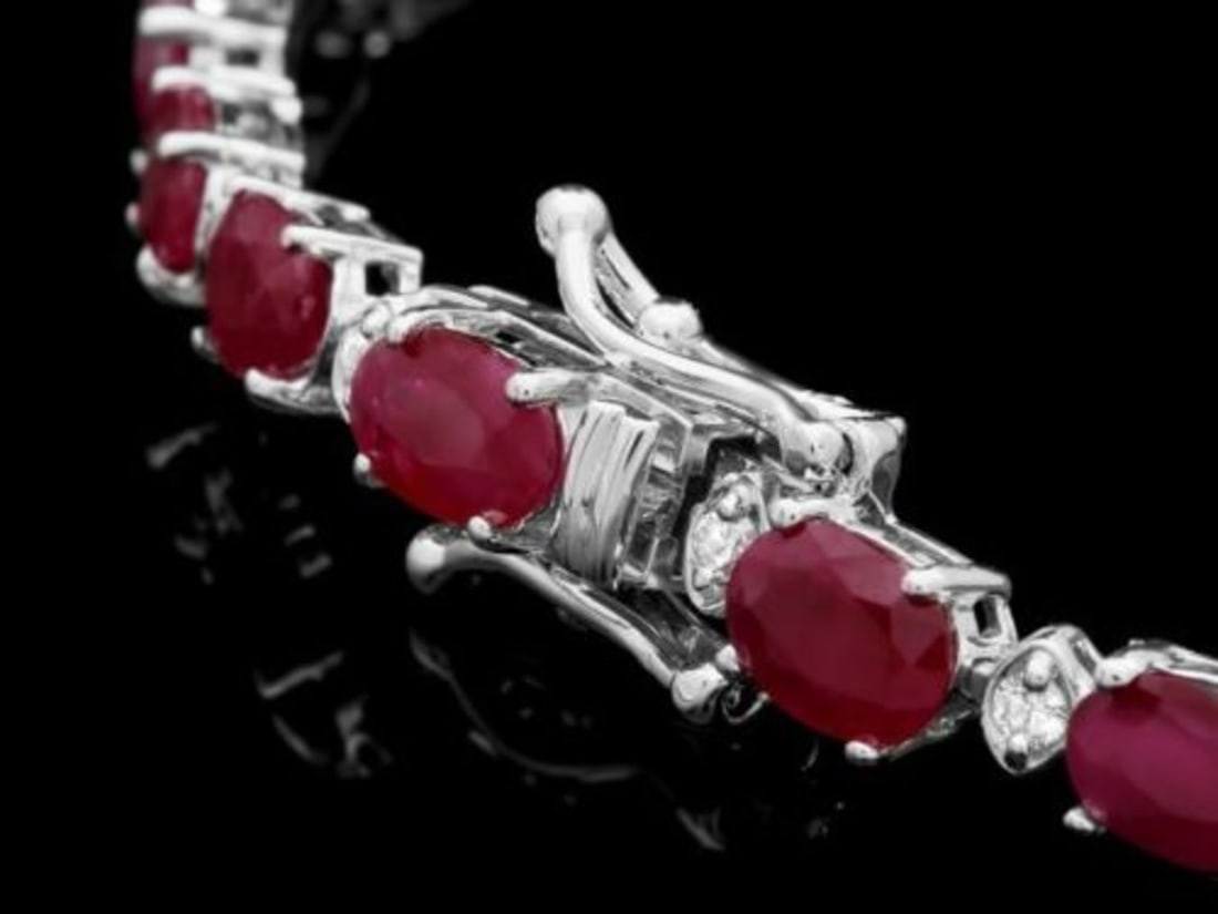 14K Gold 14.80ct Ruby 0.52ct Diamond Bracelet - 3