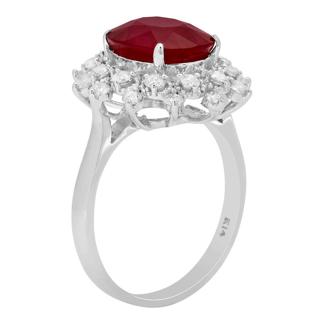 14k White Gold 5.14ct Ruby 0.64ct Diamond Ring - 2