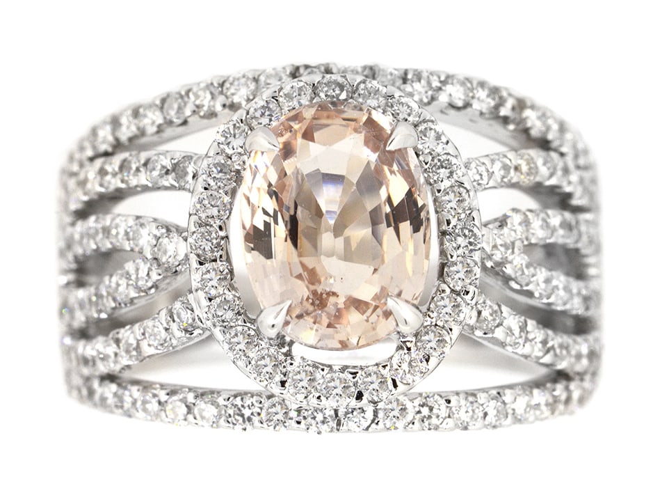 18K White Gold Ladies Ring with 2.39ct GIA Certified Sapphire and 1.23ct tw Adjacent Diamonds (1 of 6)