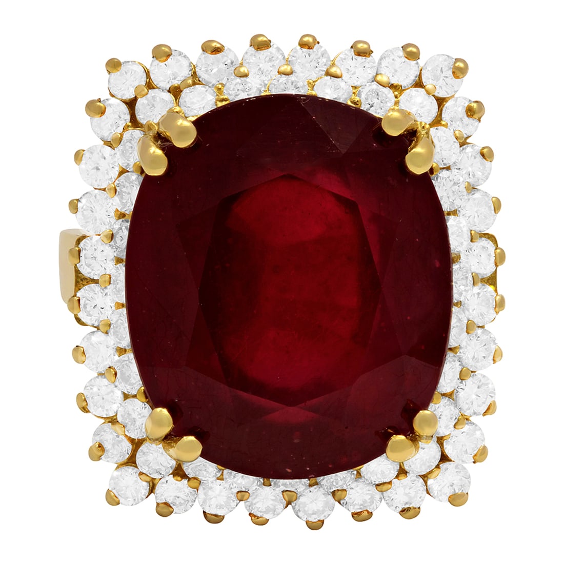 14k Yellow Gold 15.10ct Ruby 1.50ct Diamond Ring - 3