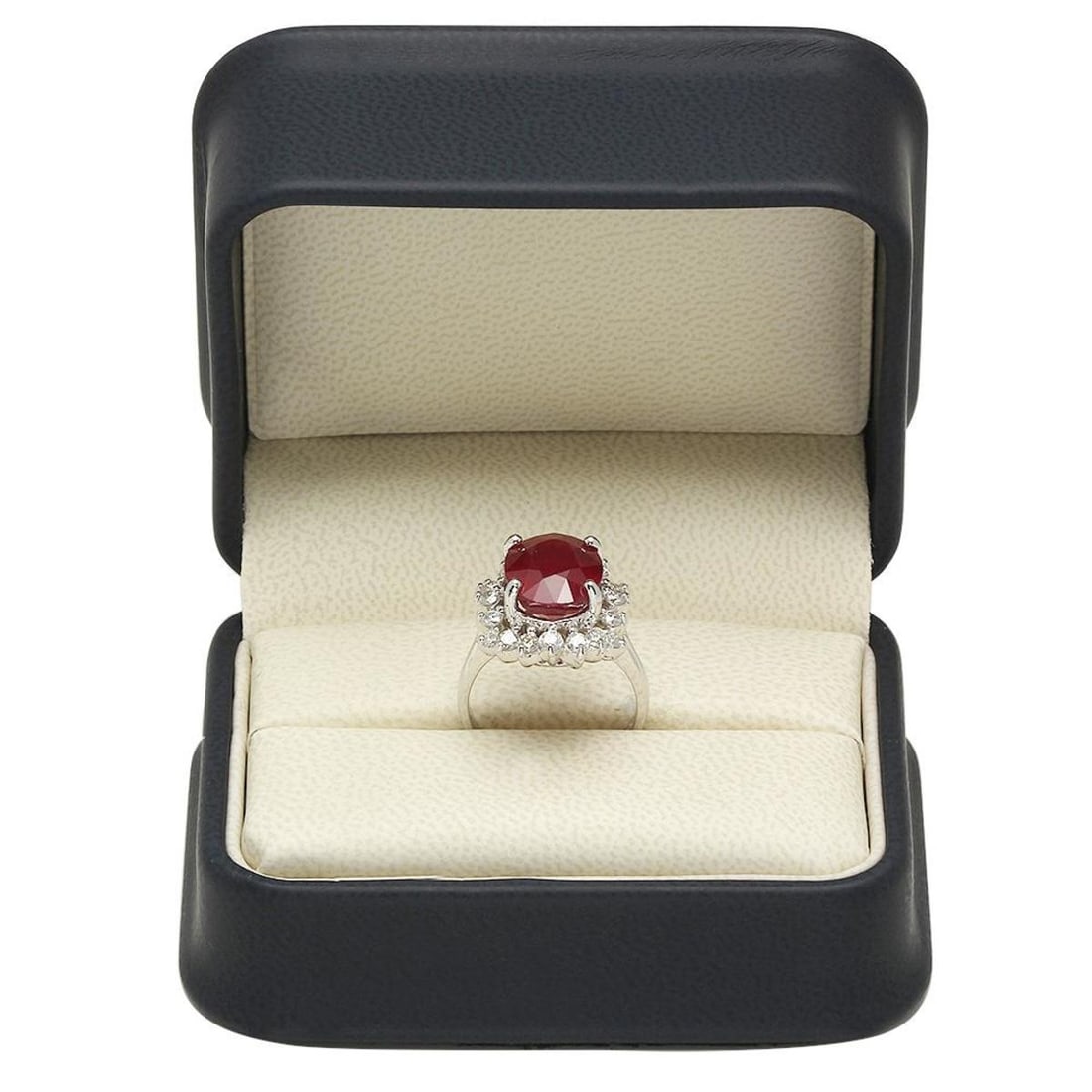 14K White Gold 7.07ct Ruby and 1.15ct Diamond Ring - 4