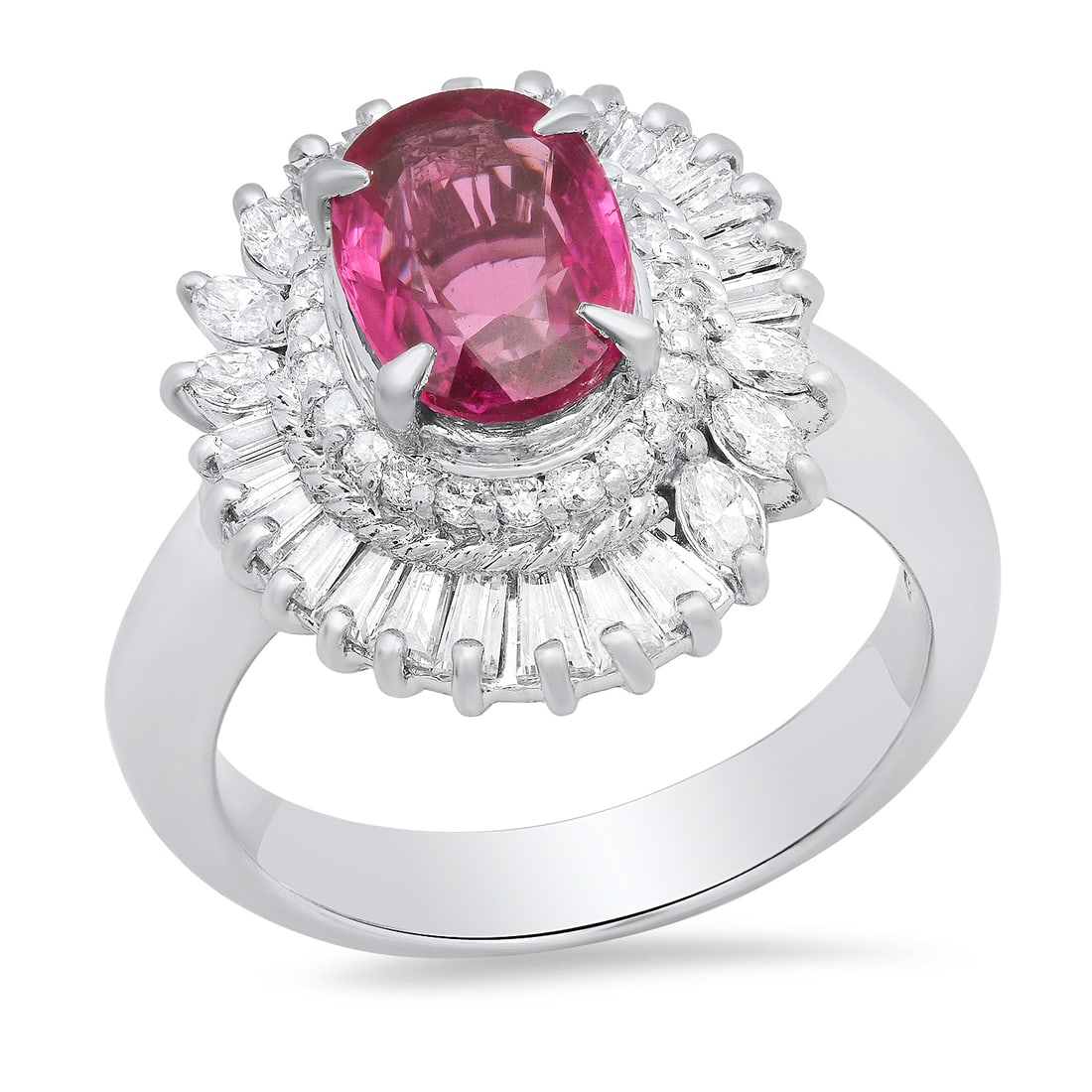 Platinum Setting with 2.01ct Ruby and 1.05ct Diamond Ladies Ring: Retail: $15,382.00 ****** Platinum Setting with 2.01ct Ruby and 1.05ct Diamond Ladies Ring ****** Size: 6 / Metal: Platinum / Total Item Weight: 11.5 Grams / Country Made: United States / / Main Stone