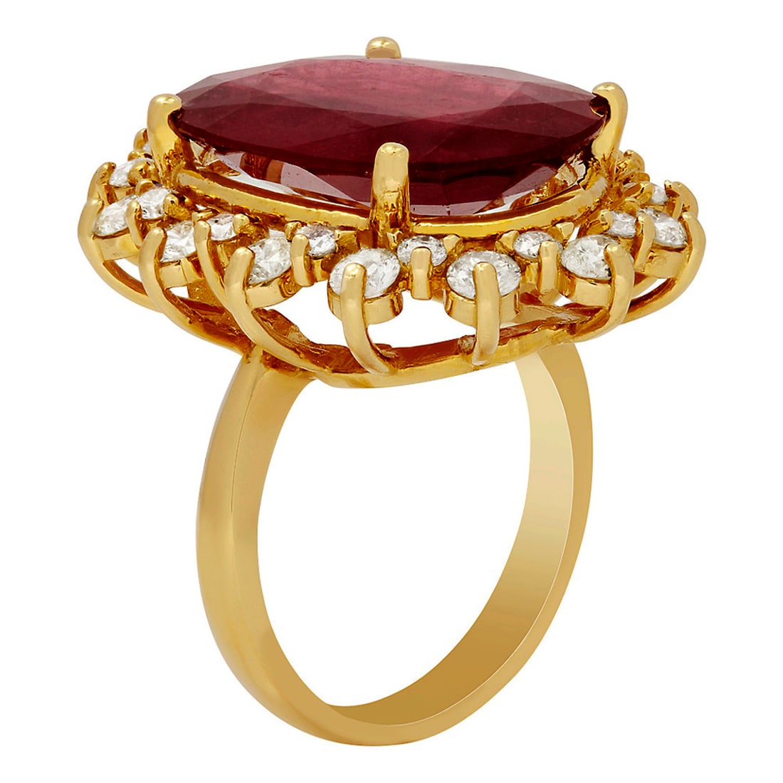 14k Yellow Gold 14.90ct Ruby 2.13ct Diamond Ring - 2