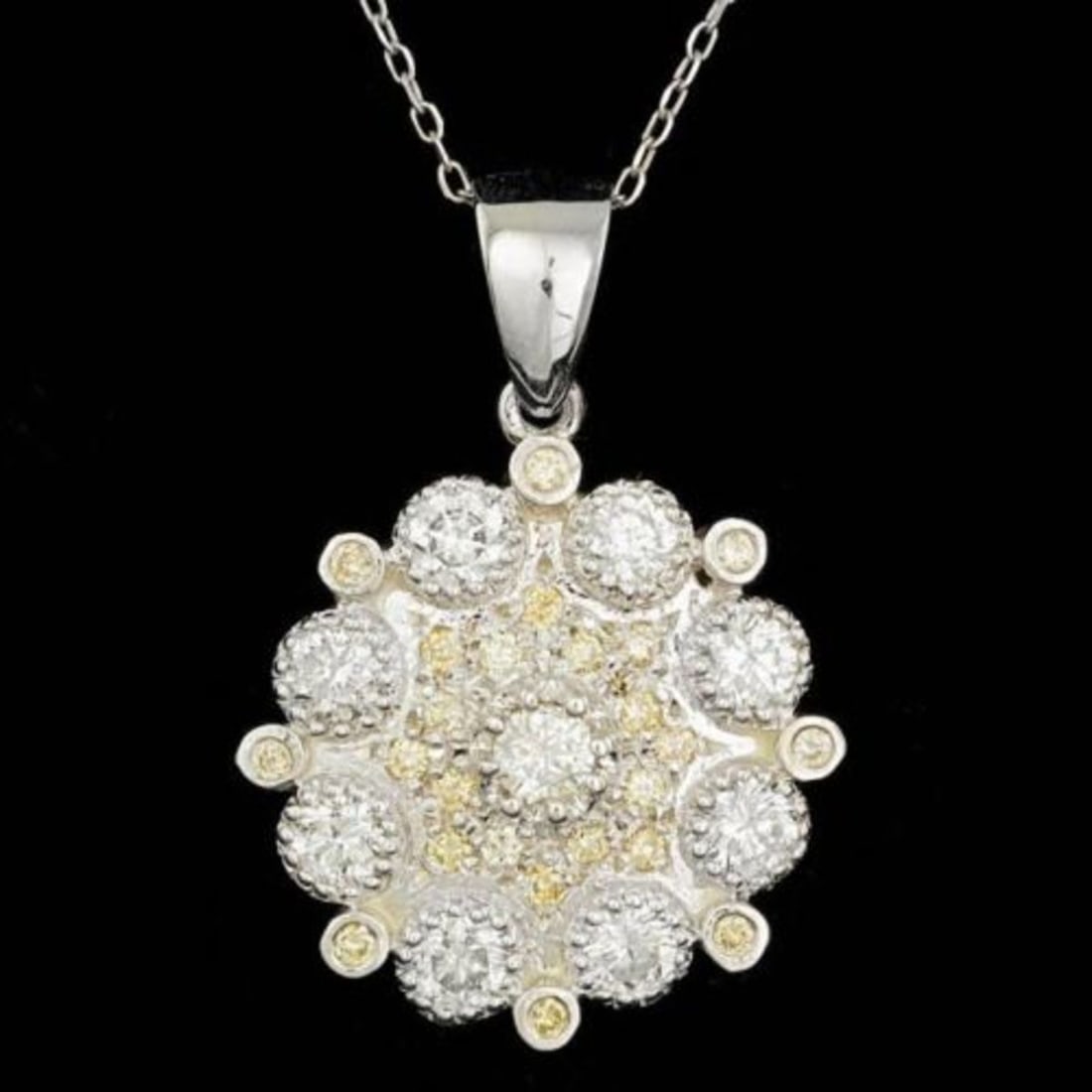 14K Gold 2.07ct Diamond Pendant: Retail: $17,390.00 ****** 14K Gold 2.07ct Diamond Pendant ****** Metal: 14K White Gold / Total Item Weight: 7.0 / Country Made: United States / / Main Stone: Diamond / Carat Total Weight: 2.07 /