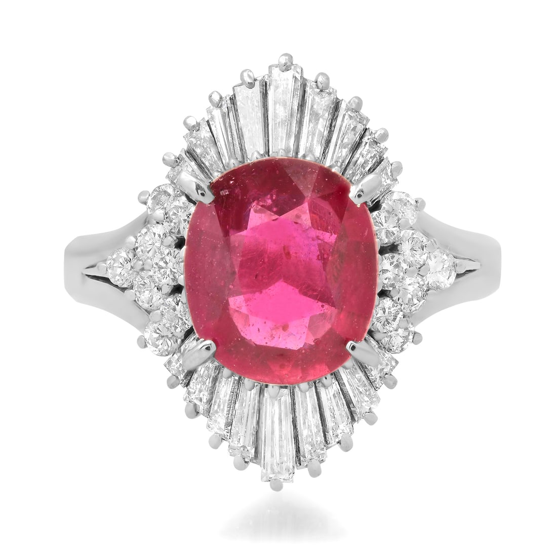 Platinum Setting with 3.11ct Ruby and 0.97ct Diamond Ladies Ring - 2