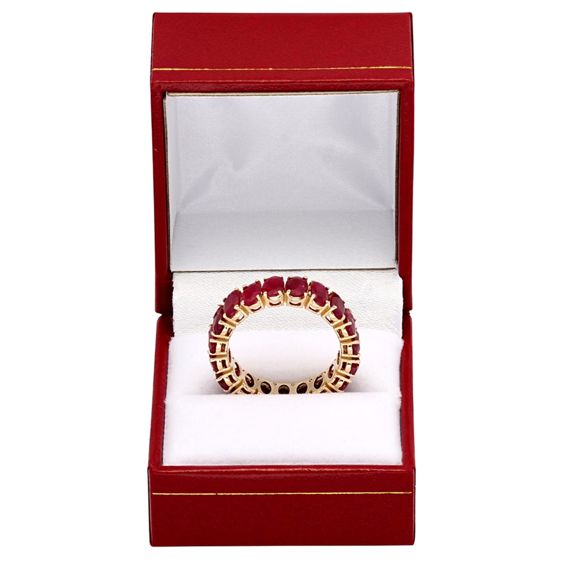 14k Yellow Gold 10.47ct Ruby Eternity Band Ring - 3