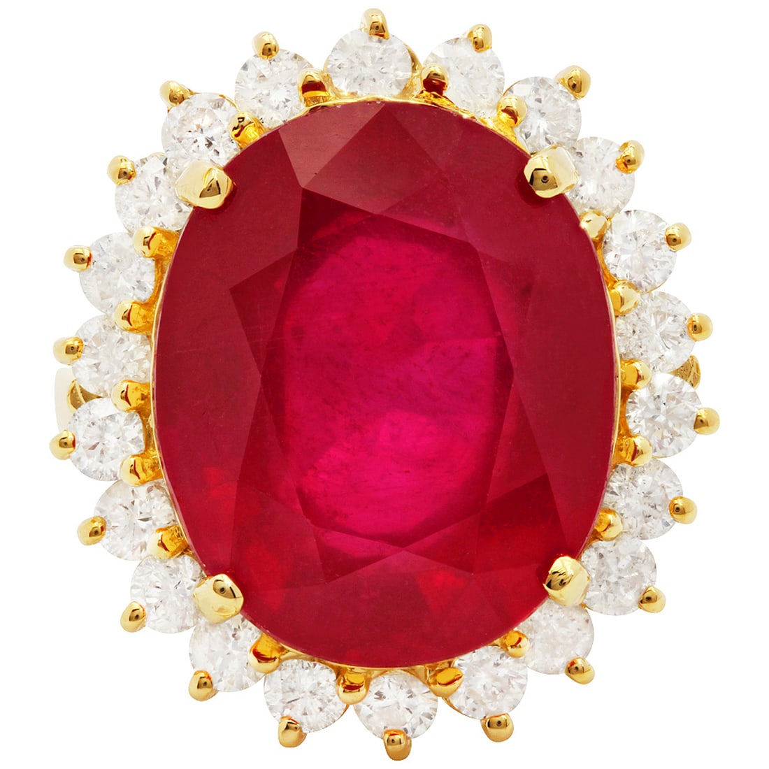 14k Yellow Gold 17.50ct Ruby 1.33ct Diamond Ring - 3