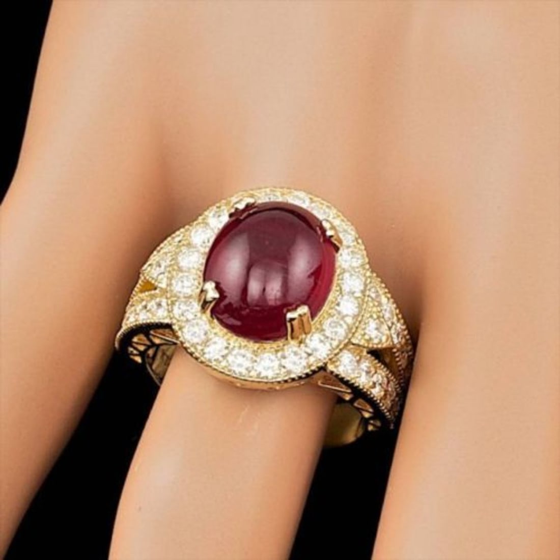 14K Yellow Gold 8.11ct Ruby and 1.59ct Diamond Ring - 3