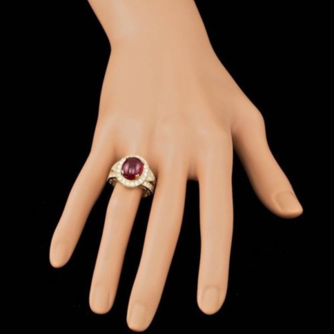 14K Yellow Gold 8.11ct Ruby and 1.59ct Diamond Ring - 4