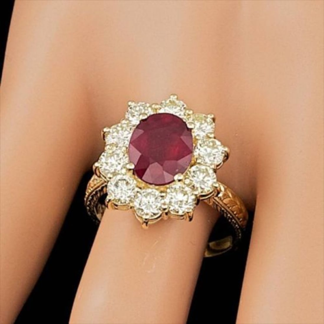 14K Yellow Gold 3.78ct Ruby and 2.12ct Diamond Ring - 3