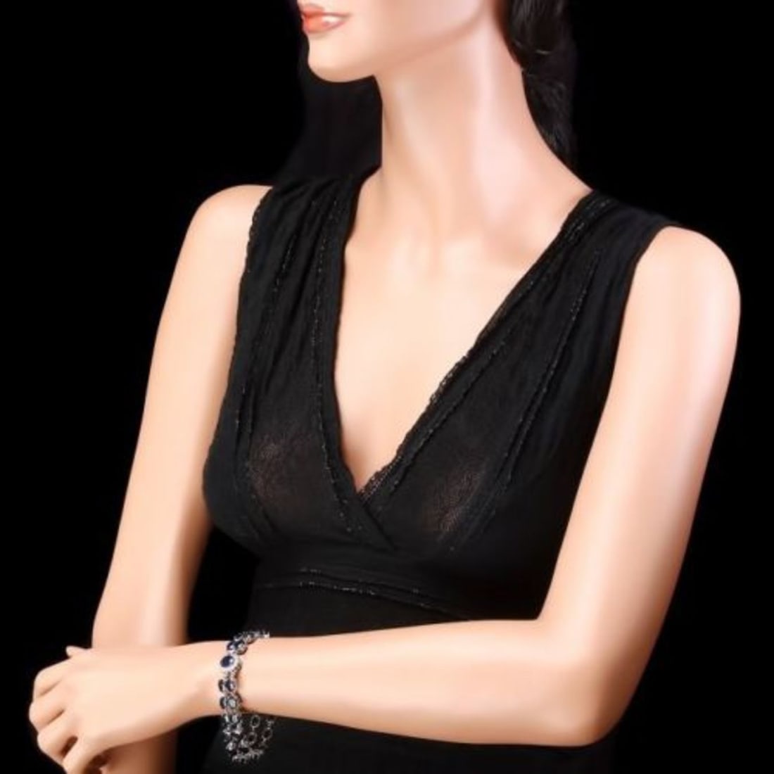 14K Gold 53.81ct Sapphire 0.59ct Diamond Bracelet - 5