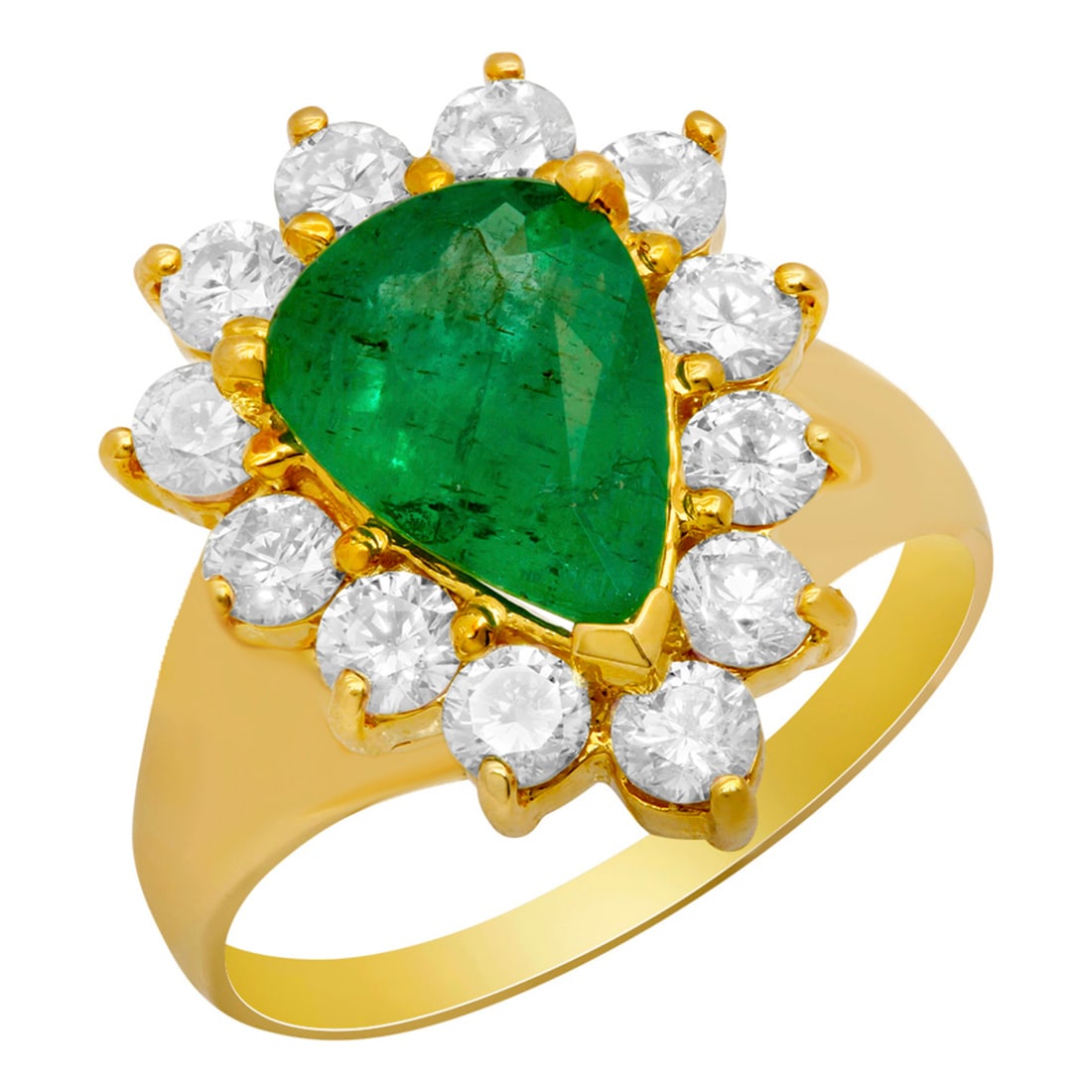 14k Yellow Gold 1.89ct Emerald 1.19ct Diamond Ring (1 of 4)