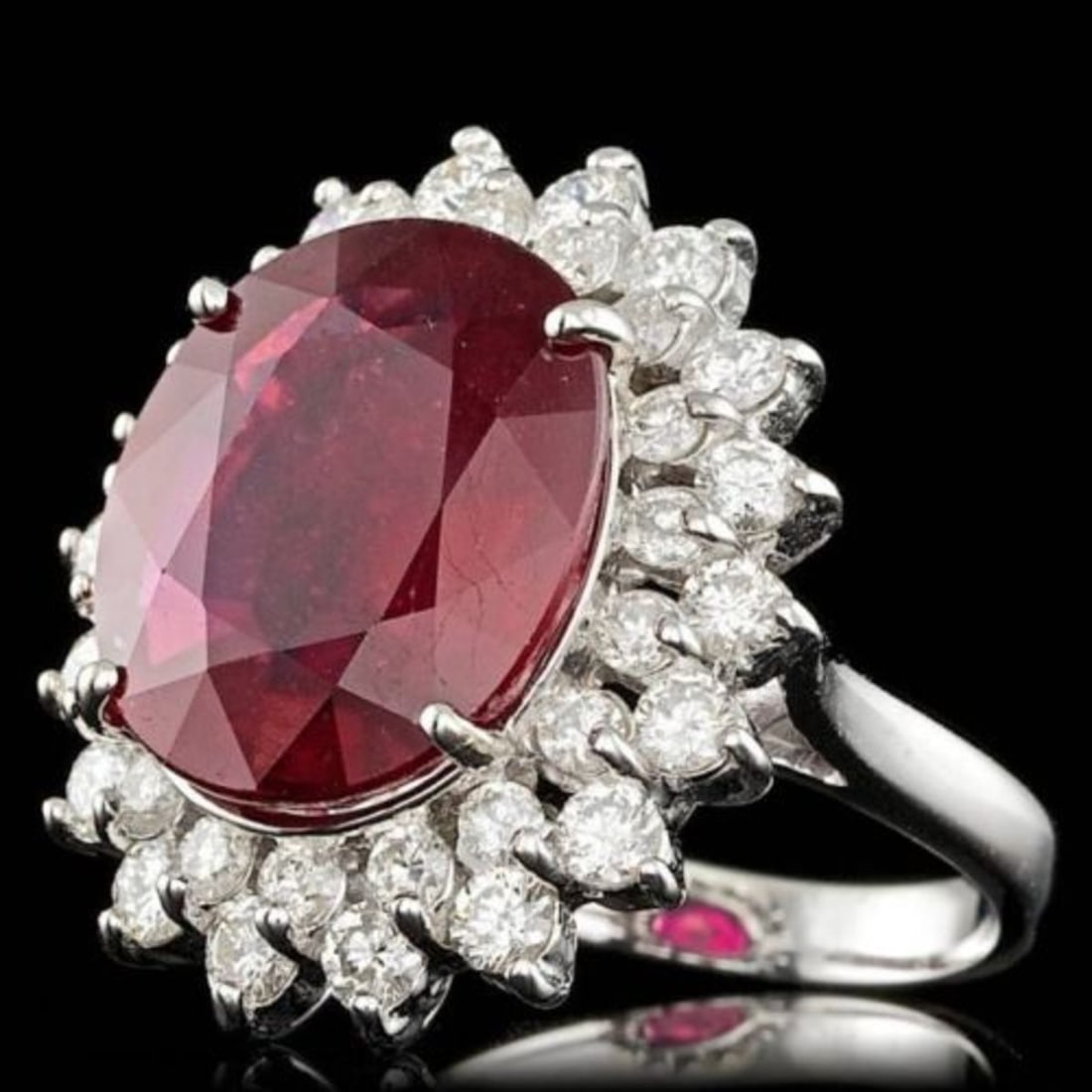 14K White Gold 10.77ct Ruby and 1.82ct Diamond Ring - 2