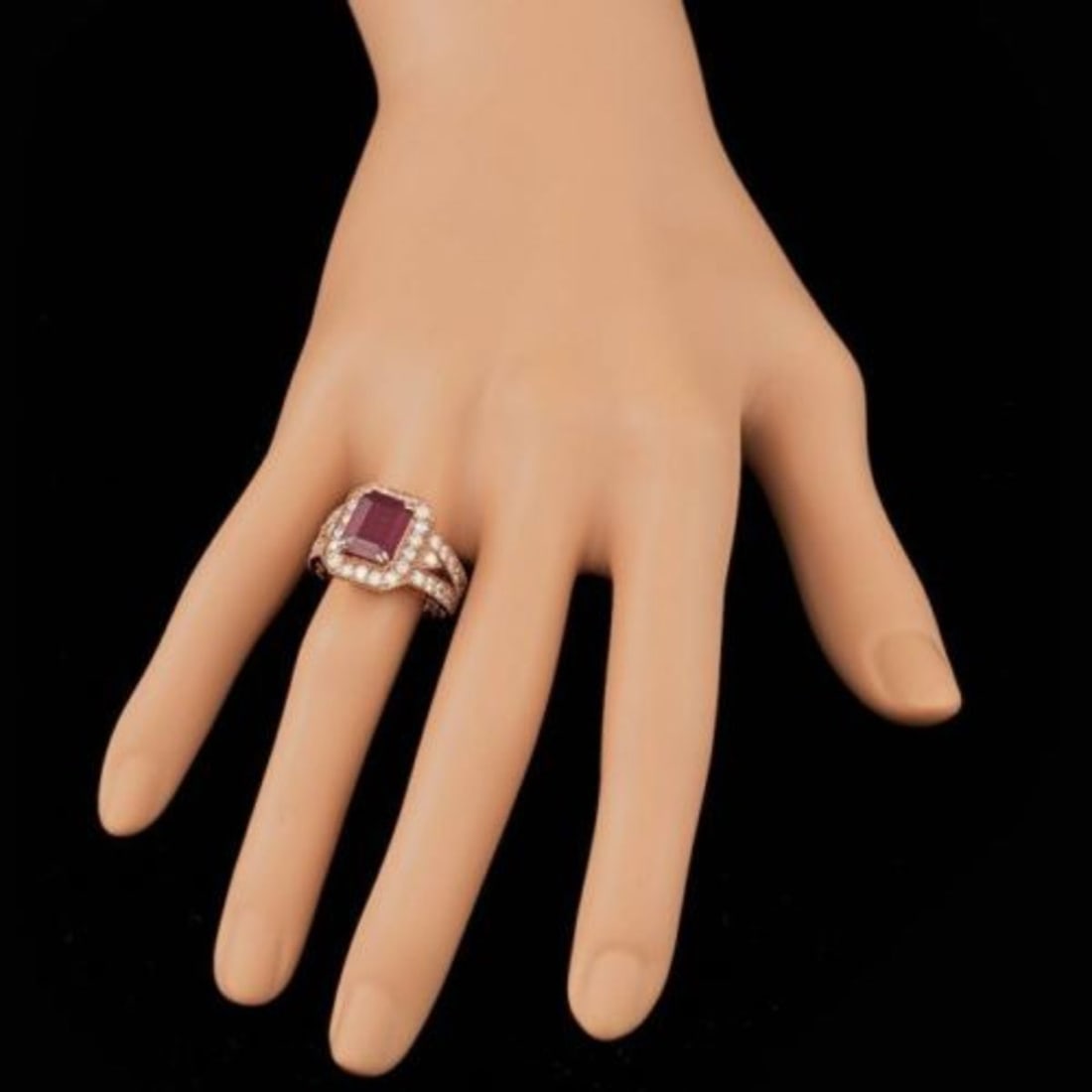 14K Rose Gold 4.17ct Ruby and 1.32ct Diamond Ring - 4