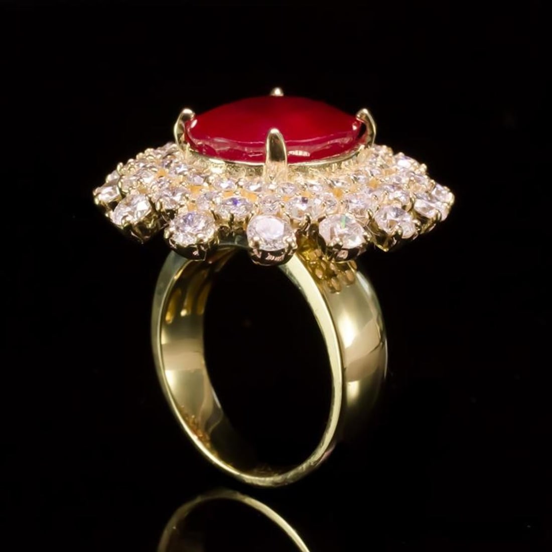 14K Yellow Gold 9.50ct Ruby and 3.86ct Diamond Ring - 3