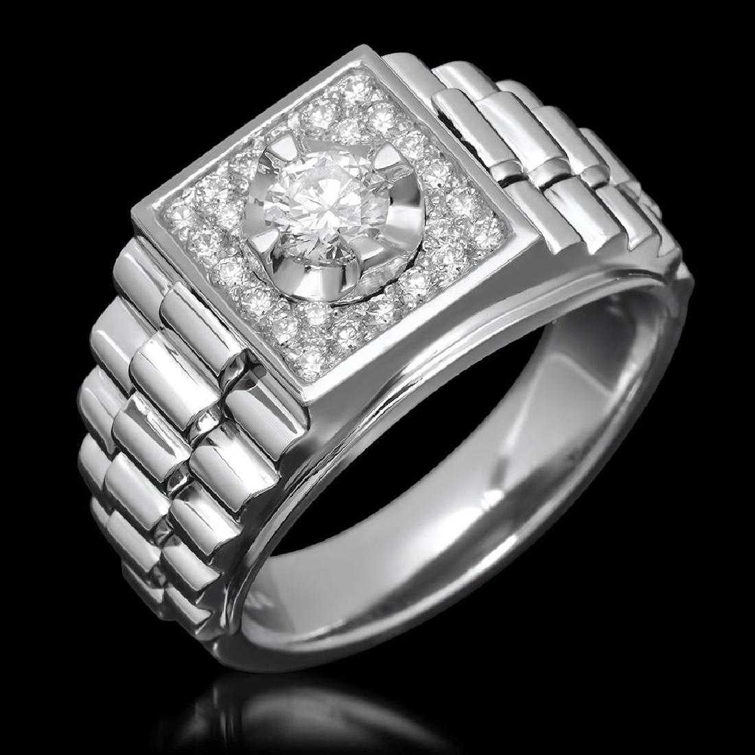 14K White Gold 1.33ct Diamond Mens Ring - 2