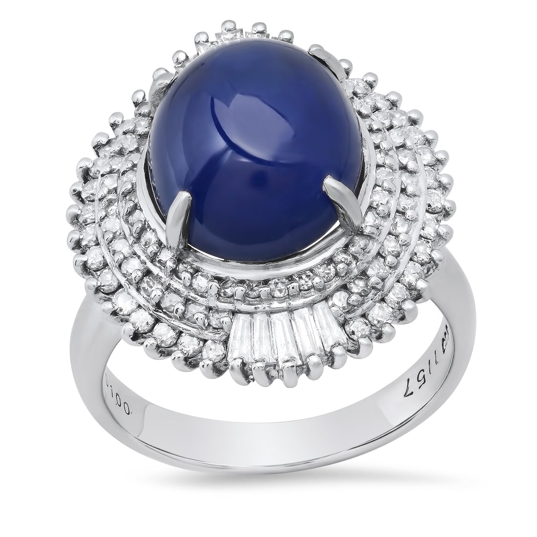 Platinum Setting with 7.45ct Sapphire and 1.0ct Diamond Ladies Ring: Retail: $14,450.00 ****** Platinum Setting with 7.45ct Sapphire and 1.0ct Diamond Ladies Ring ****** Size: 7 (we offer free resizing to winning bidders) / Metal: Platinum / Total Item Weight: 11.73