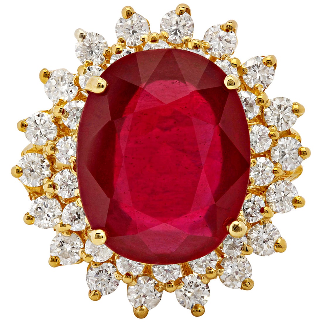 14k Yellow Gold 9.88ct Ruby 1.51ct Diamond Ring - 3