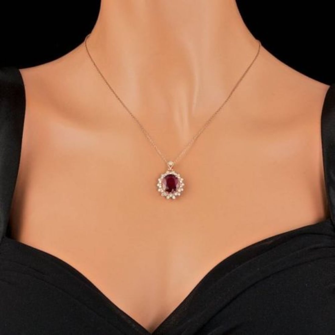 14K Gold 6.23ct Ruby 0.91ct Diamond Pendant - 3