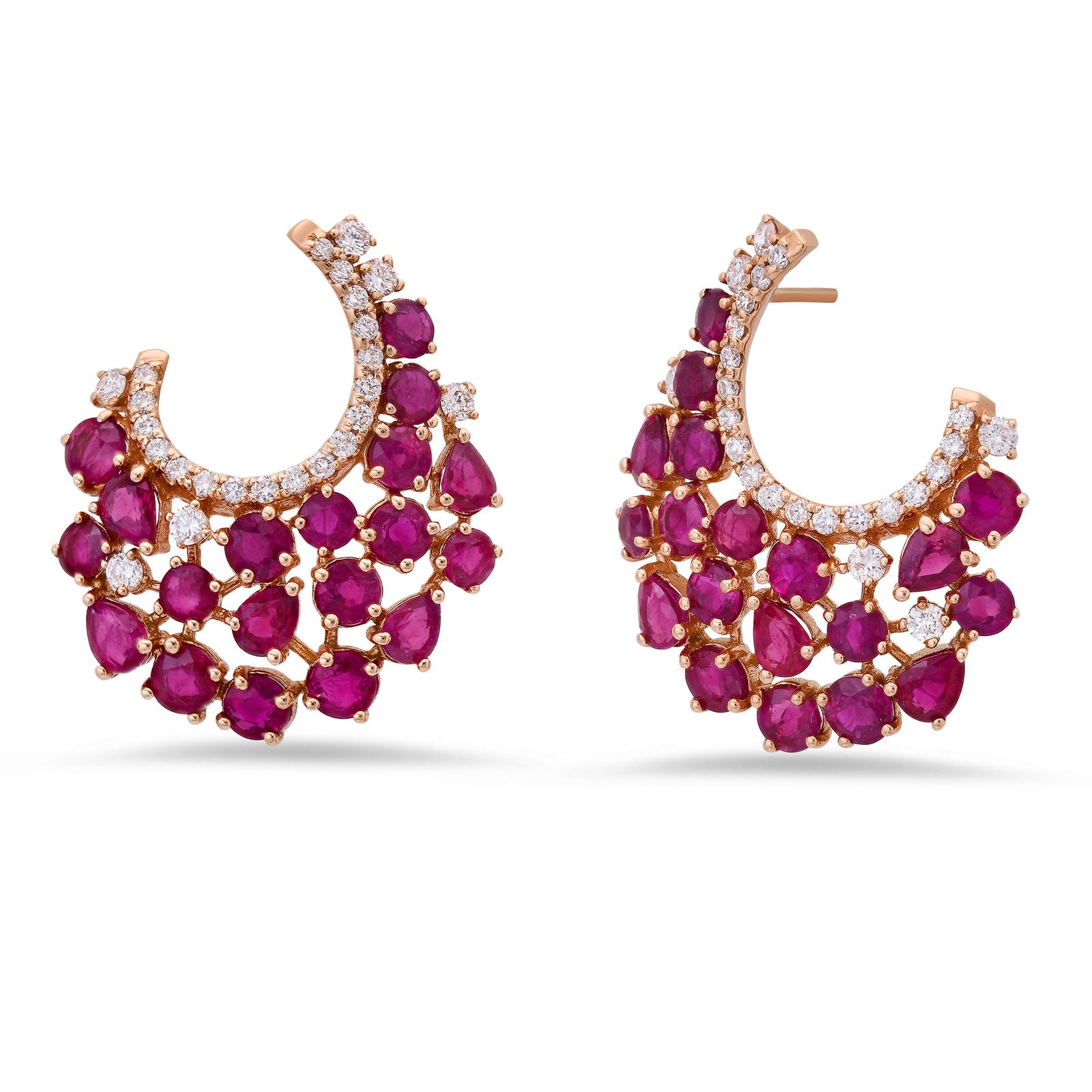 14K Yellow Gold, 7.95ct Ruby and 0.71ct Diamond Earrings: Retail: $14,350.00 ****** 14K Yellow Gold, 7.95ct Ruby and 0.71ct Diamond Earrings ****** Metal: 14K Yellow Gold / Total Item Weight: 6.9 grams / Country Made: United States / / Main Stone: Ruby / Col