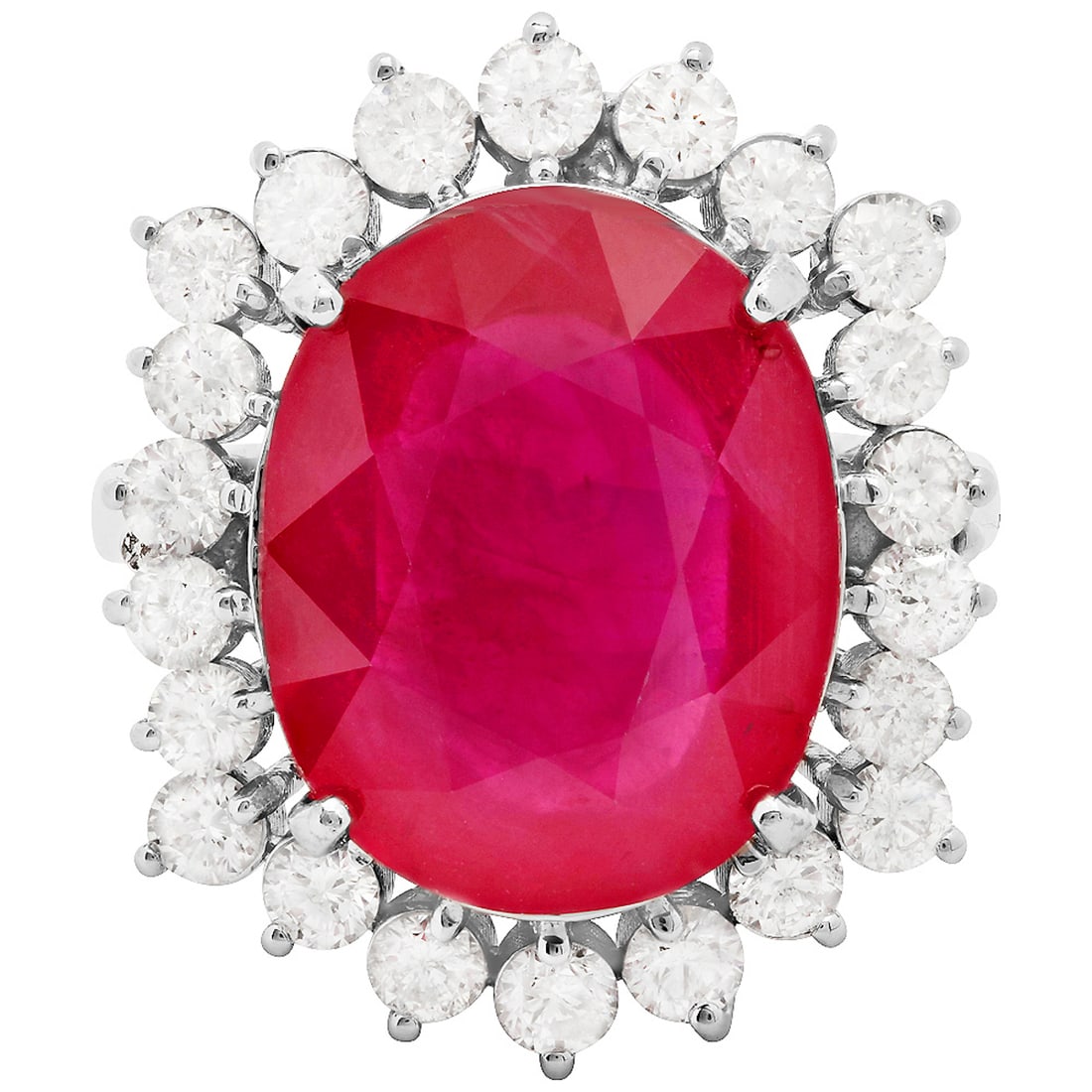 14k White Gold 10.77ct Ruby 1.41ct Diamond Ring - 3