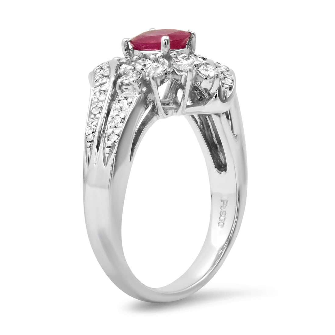 Platinum Setting with 0.70ct Ruby and 0.63ct Diamond Ladies Ring - 3